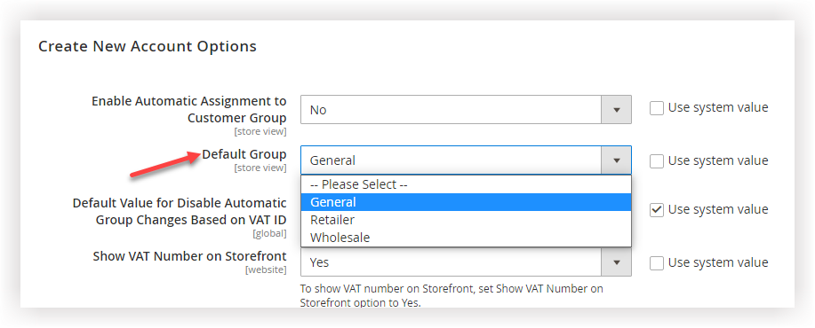 default customer group