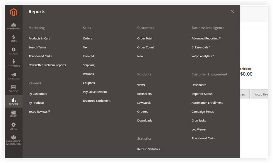 Reports | Magento 2 demo store admin