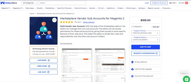 webkul store marketplace vendor sub accounts for magento 2
