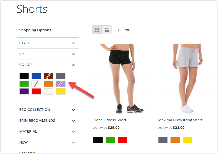 Magento 2 Color swatches in the layer navigation