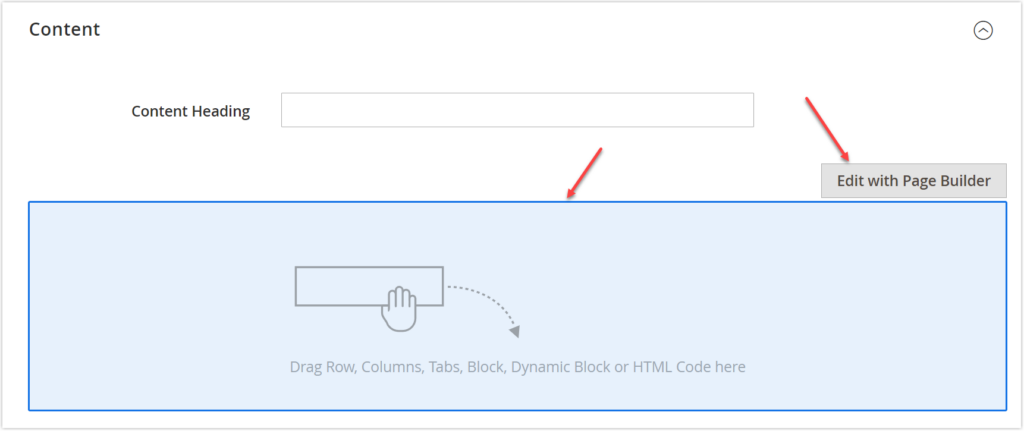 magento 2 landing page edit with page builder