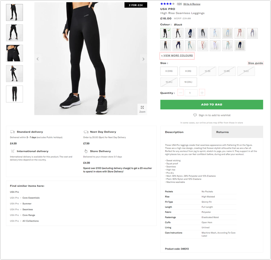 ecommerce product detail page specific example