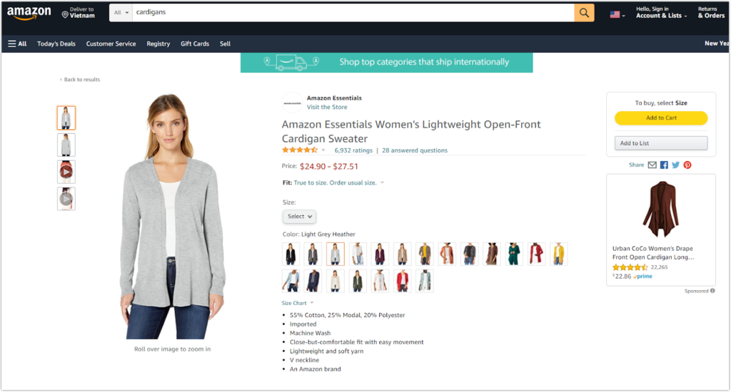 ecommerce product detail page specific example