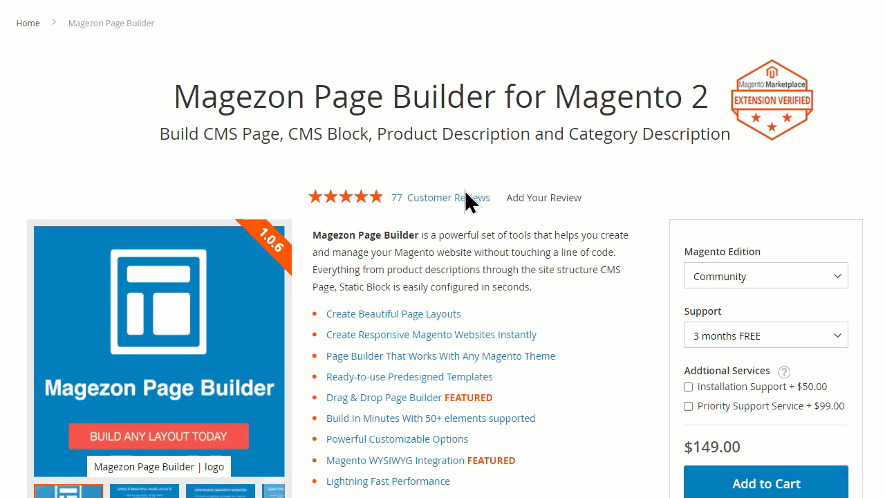 Magento 2 real landing pages review average rating 