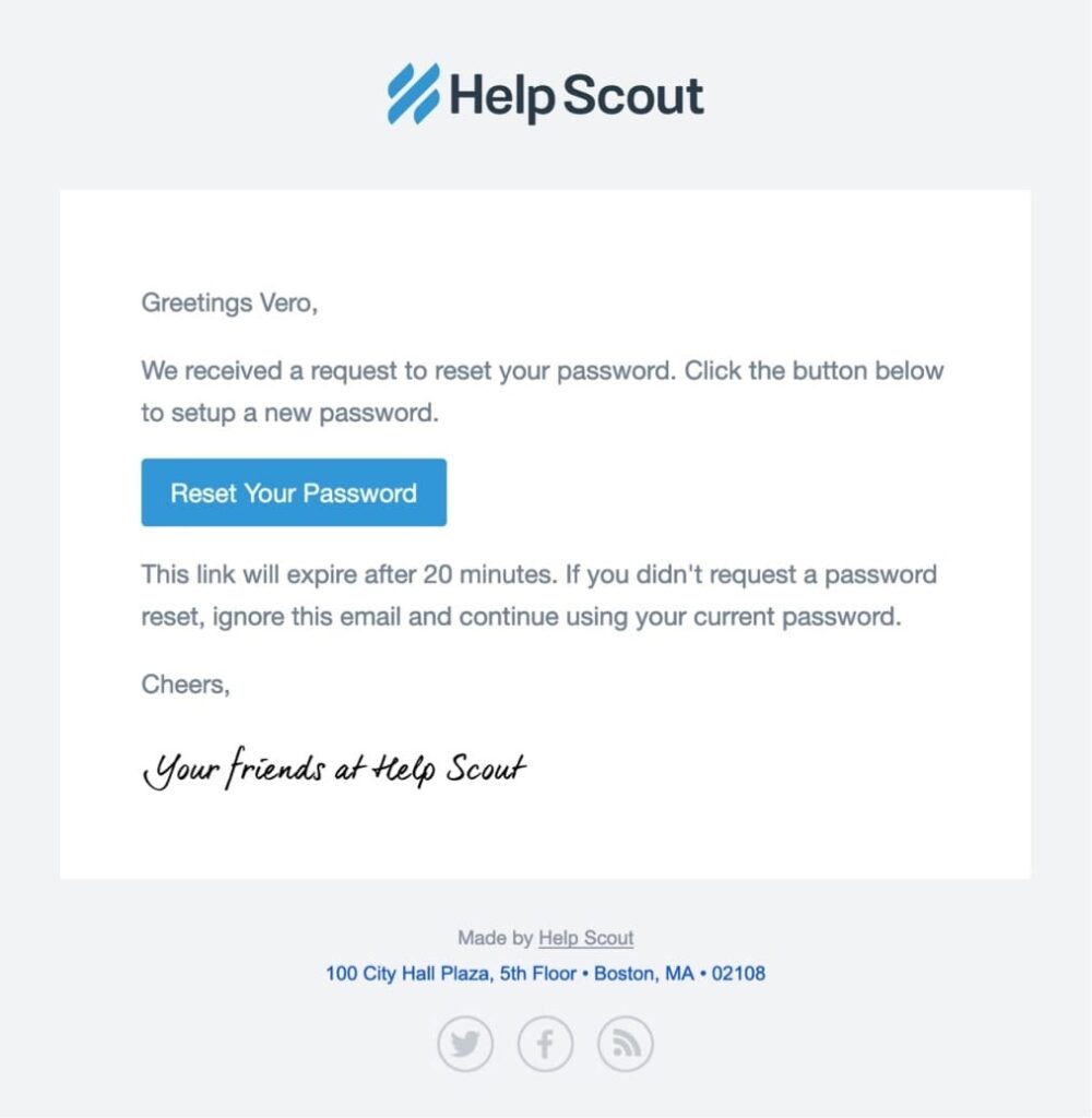 Emails containing password reset instructions