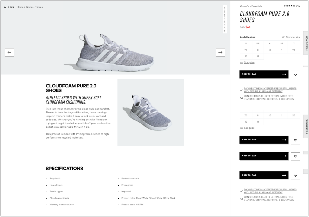 Product detail page template 1