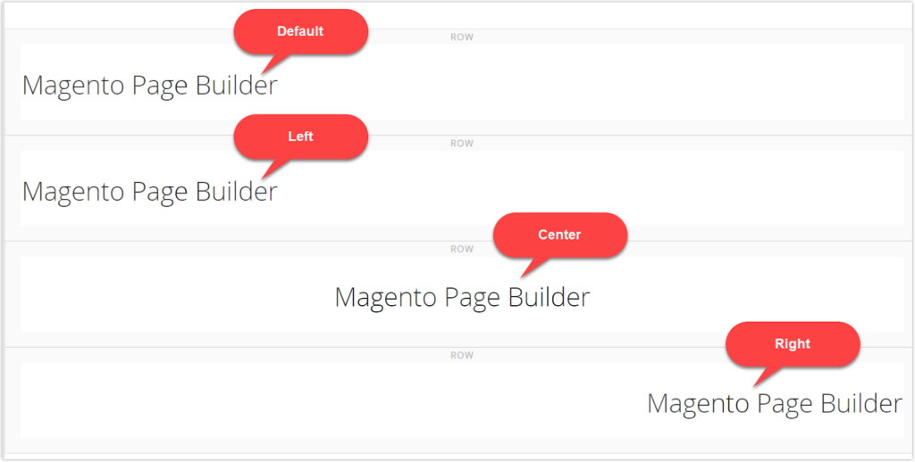 alignment settings in magento page builder heading