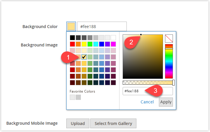 background color in magento page builder column