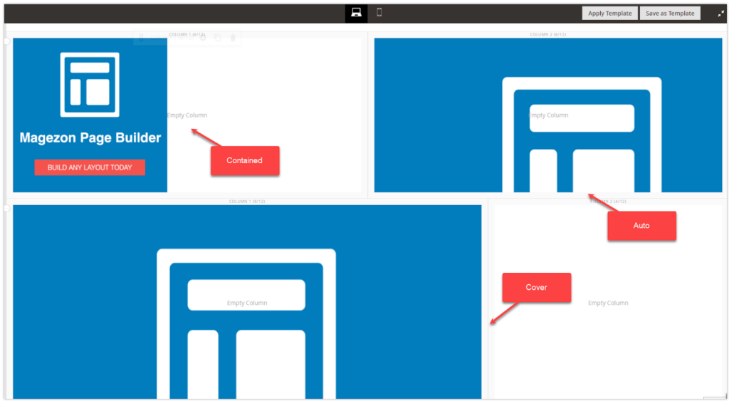 background size in magento page builder column cover contain auto