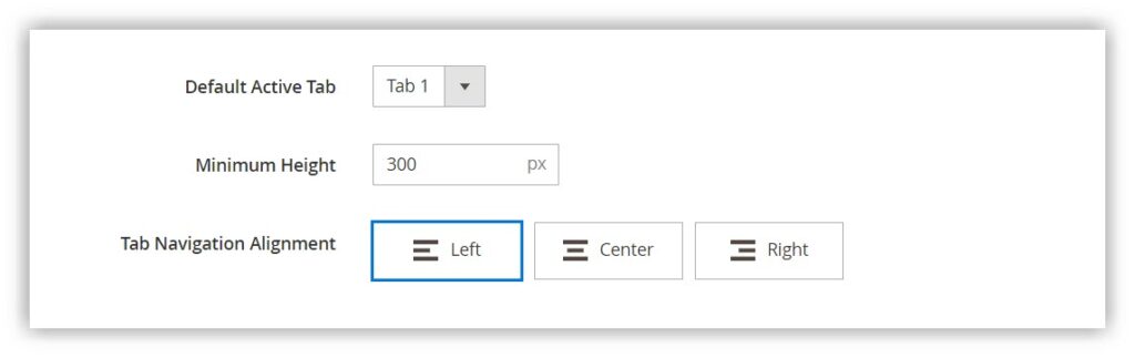 Basic Settings in Tabs container 