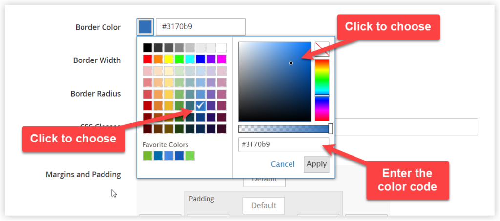 border color in magento page builder text