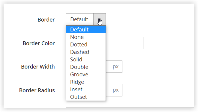 border in magento page builder text