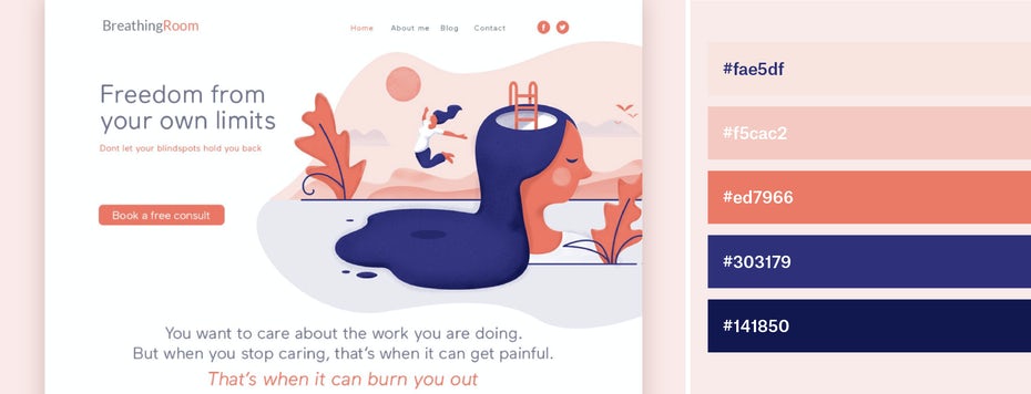color palettes for website -  breathing room