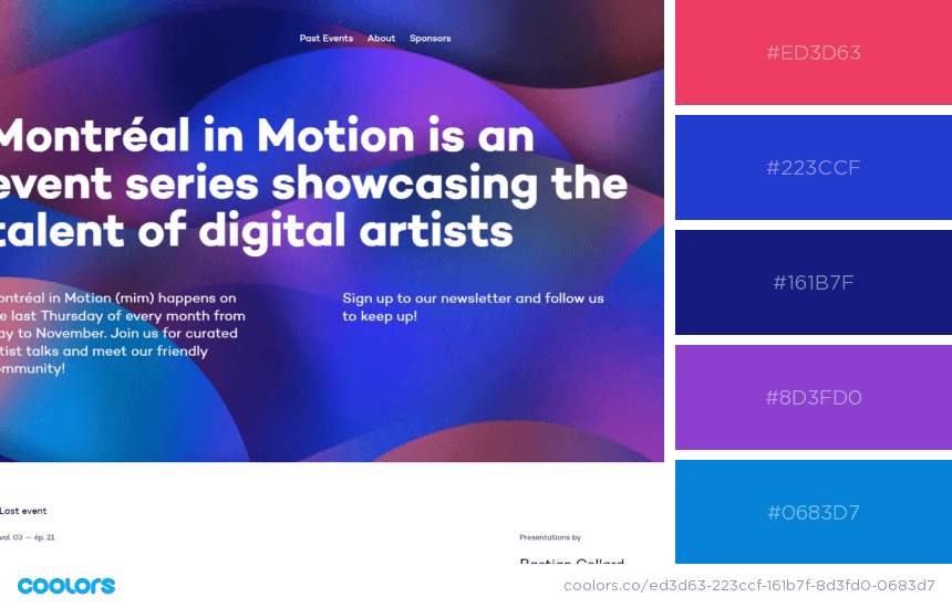 color palettes for website - Montréal in Motion