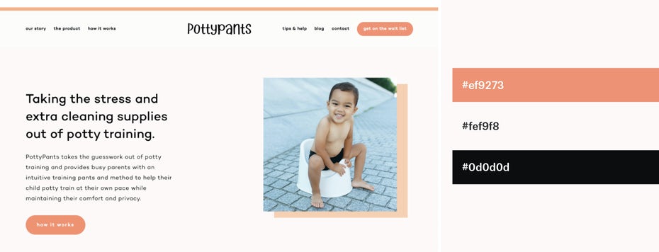 Color palettes for website - Pottypants