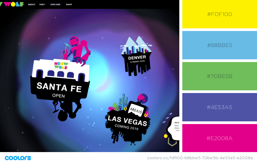 color scheme for websites blue - Meow Wolf