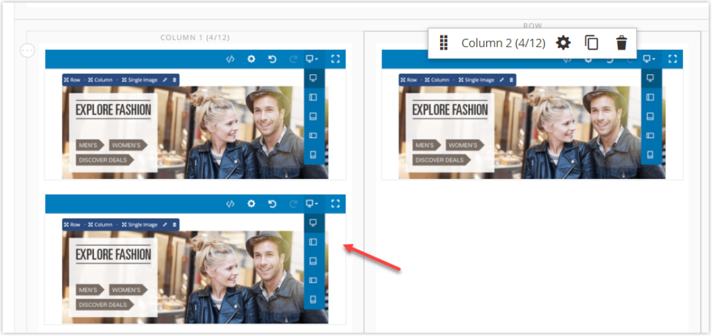 duplicate a magento page builder column when the column has content inside
