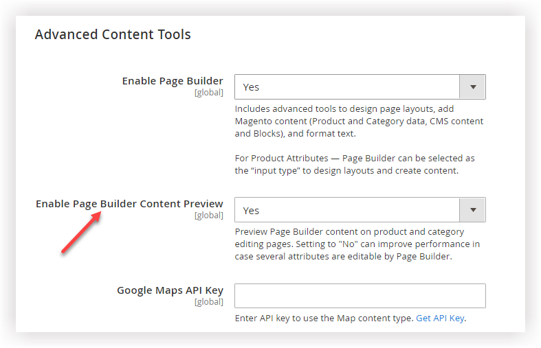 enable page builder content preview