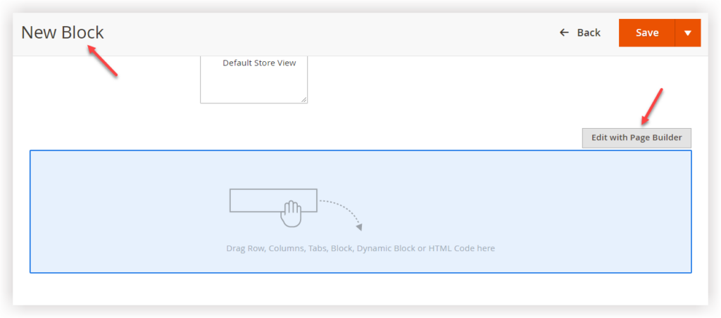 enable page builder in magento 2 block edit and creation page