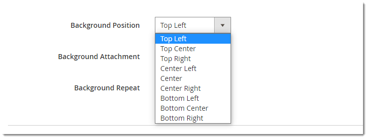 magento page builder row Background Position
