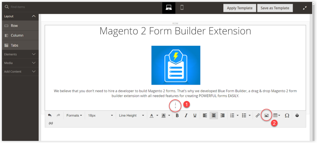create link in magento page builder text