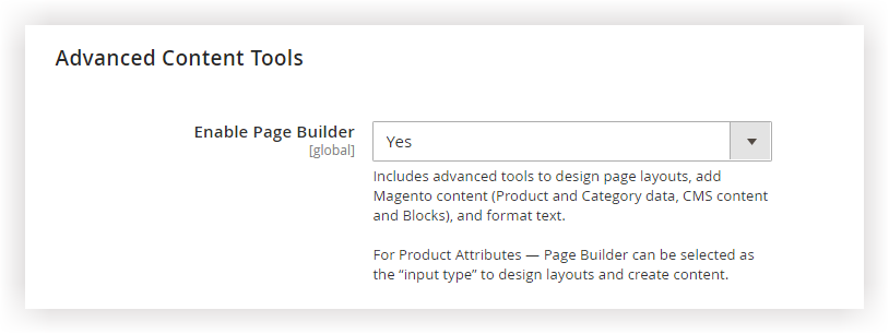 magento 2 page builder enable