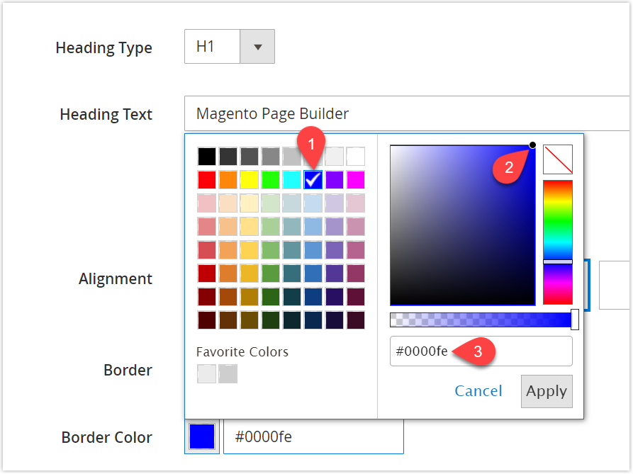 Magento Page Builder HTML Code boder color