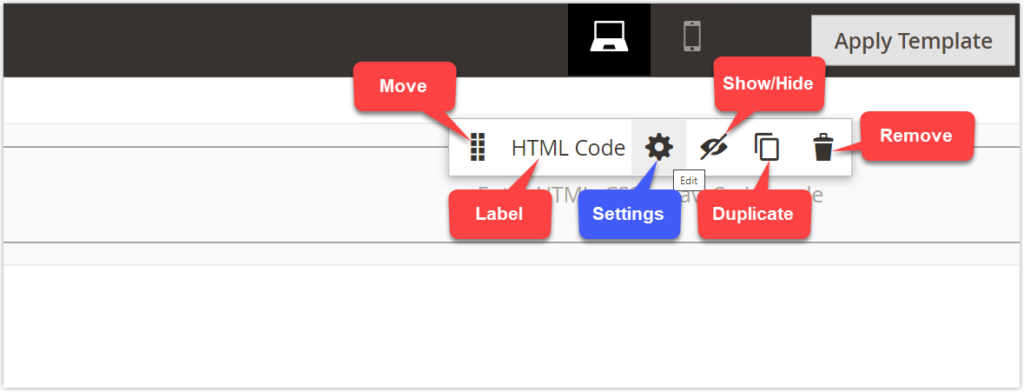 Magento Page Builder HTML Code toolbox