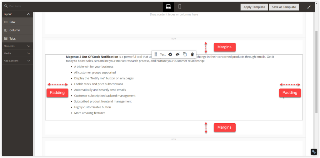 margins padding explain in text