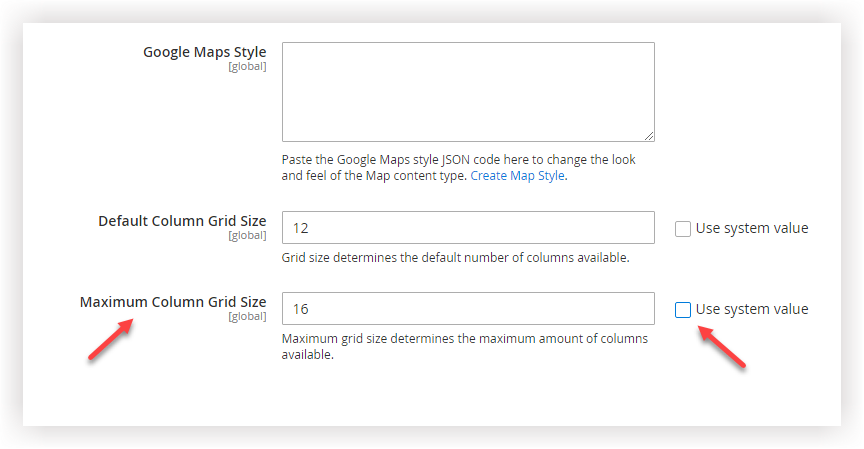 maximum column grid size 1