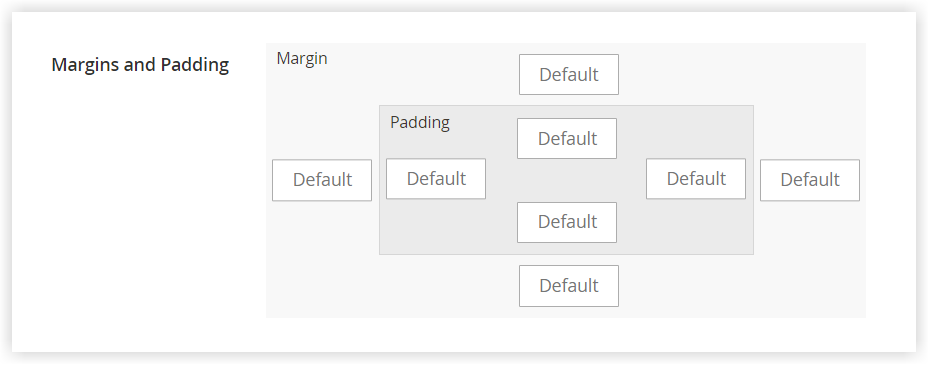 text in magento page builder margins padding