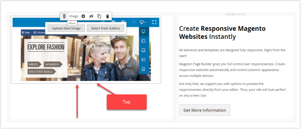 top vertical alignment in magento page builder column