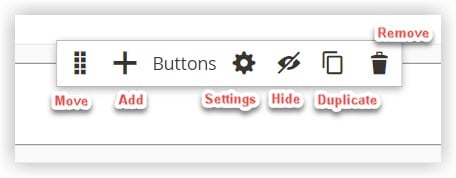 buttons container toolbox in magento page builder