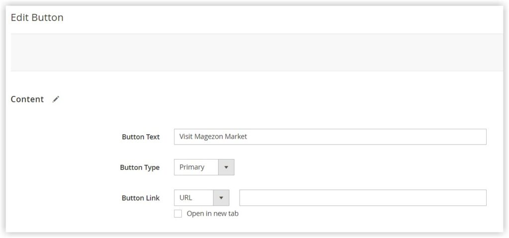 edit button in magento page builder