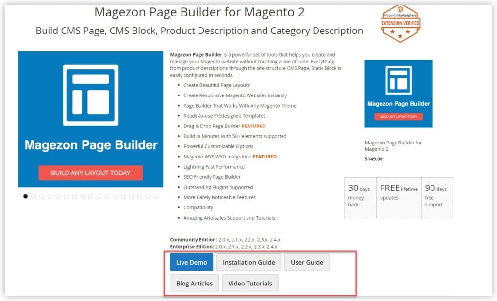 individual button alignment in magento page builder