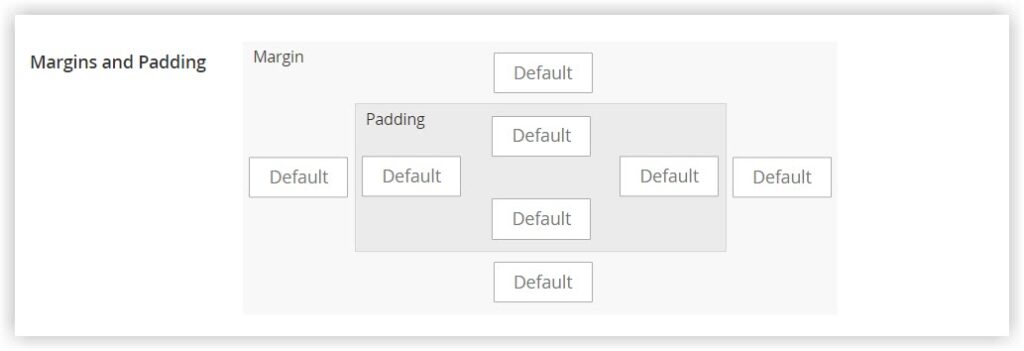 margins padding container in magento page builder