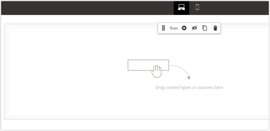 Add Row content type to the primary workspace first