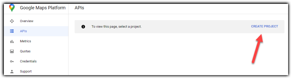 create new project google api