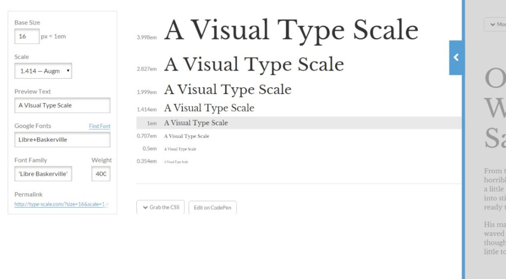 font size and scale of typorgrahy in web design