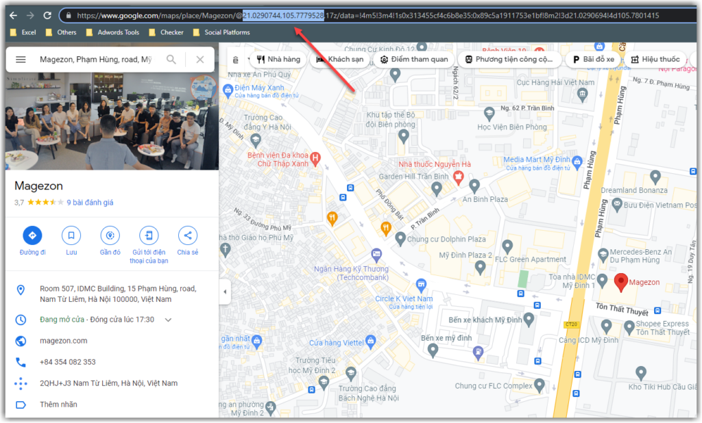 google map url coordinates