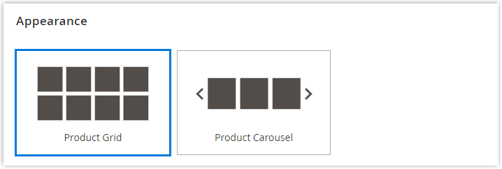 product content type appearance setting