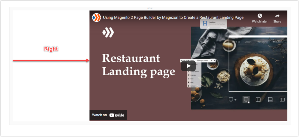 Right alignment settings in Magento Page Builder 