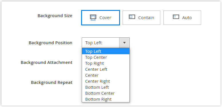 Set the background position for your background image