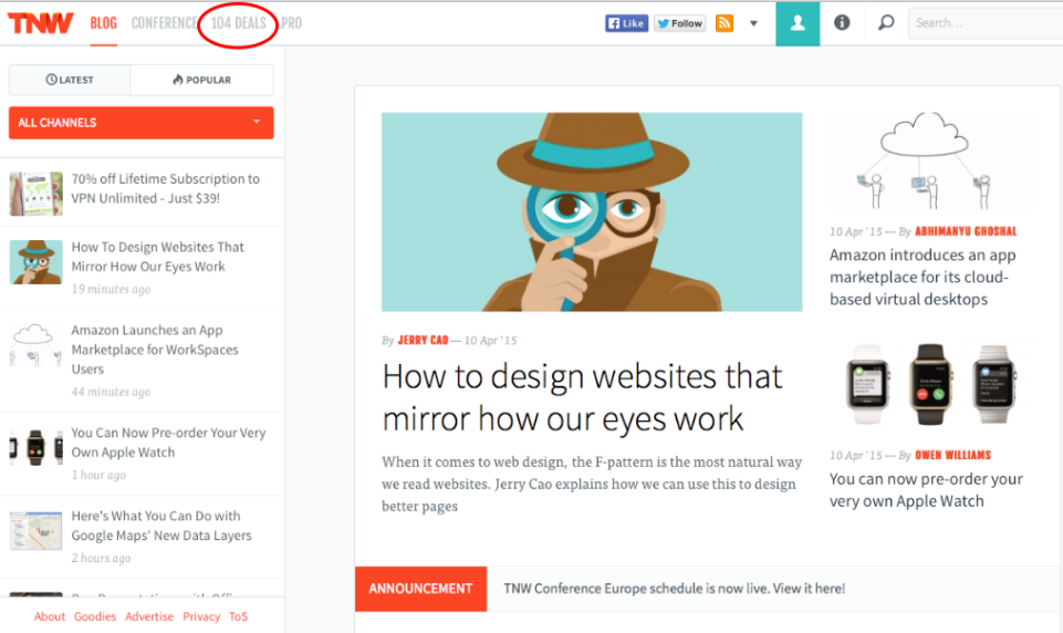 the next web landing page cta button example