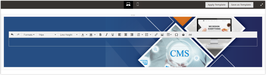The text editor with its toolbar appears-- Magento Page Builder Banner