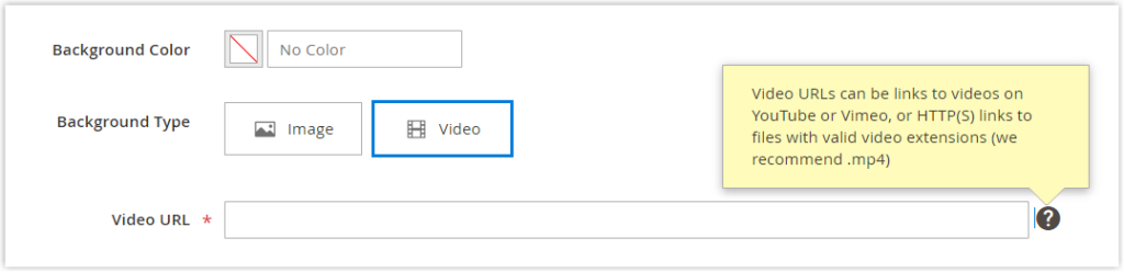 Video background in magento page builder banner