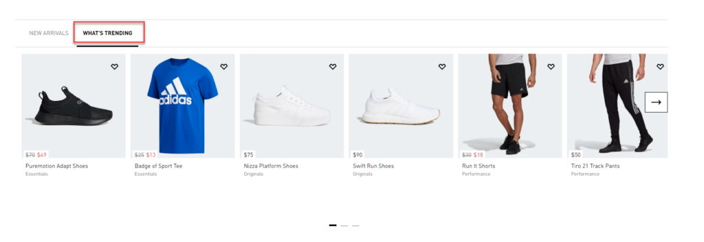 adidas ecommerce website what is trending example