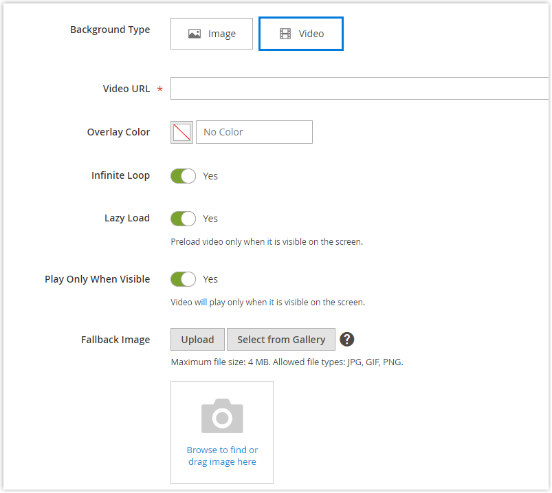 Background Video Settings