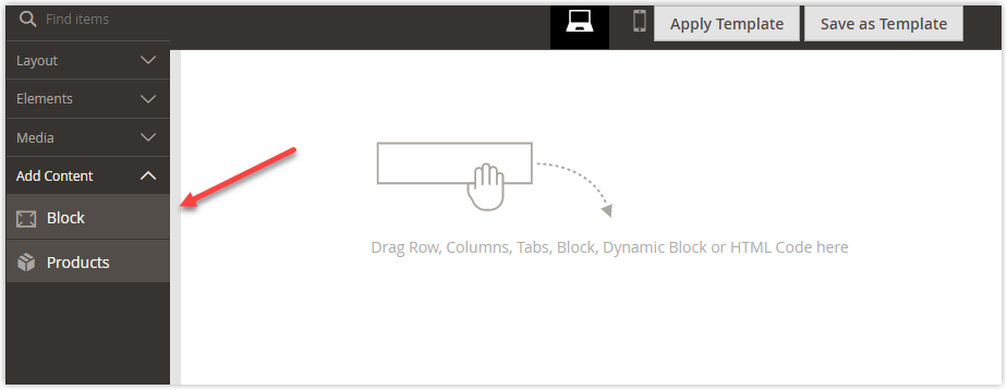 block content type location