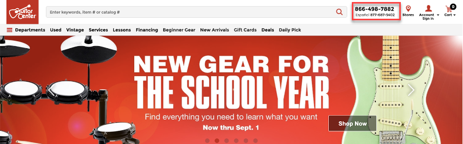 guitar center contact info example